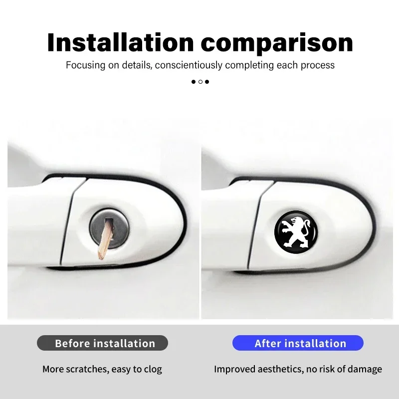 2/4/8 قطعة باب السيارة ثقب المفتاح ملصق قفل حامي قفل الأساسية مائي لبيجو 106 206 306 406 107 207 307 407 301 308 2008 3008 #2