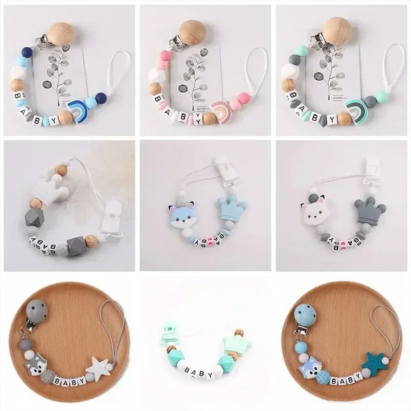 Pacifier Clip Baby  Silicone Pacifier Anti-Drop Chain Food Grade Silicone Teething Toys For Molar