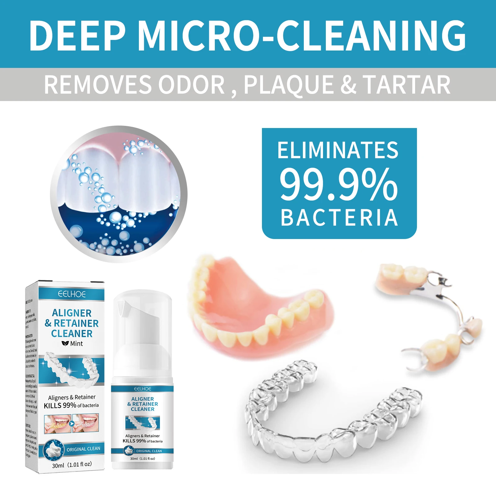 Denture Cleaner Effectively Remove Stains Eliminate Odors Reduce Bacterial Growth Fresh Mint Oral Care Whitening Denture Cleaner image 6