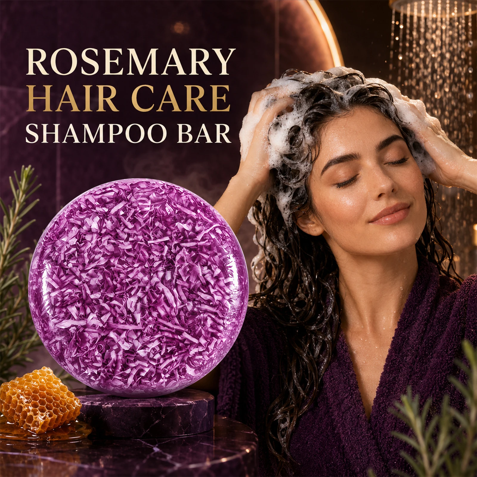 Rosemary Shampoo Bar, Oil Control Scalp Cleansing Solid Hair Soap, Nourishing Volumizing Hair Care Bar for Greasy Flat Hair