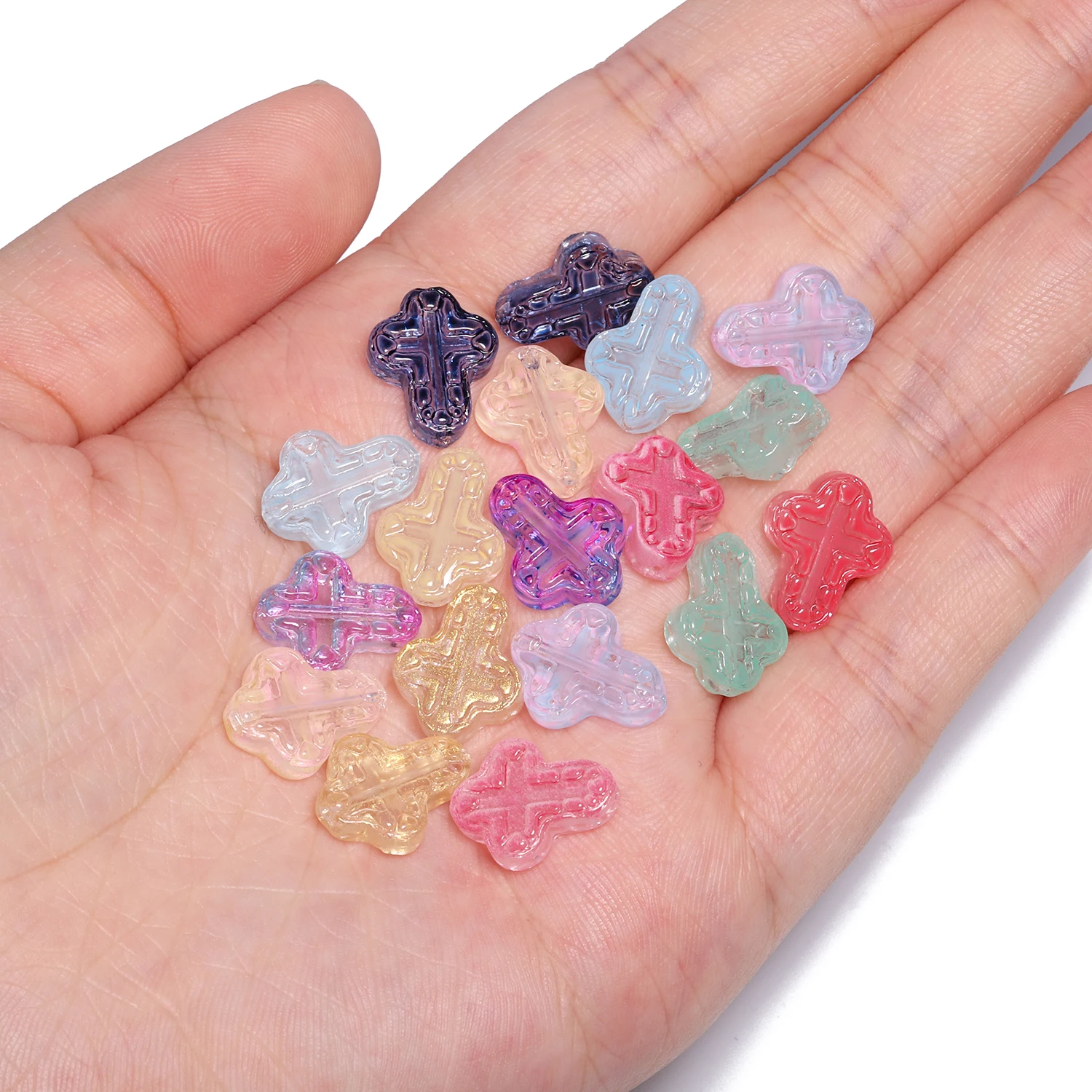 11.5x14mm 20pcs Multicolor Cross Shape Lampwork Czech Glass Beads for Needlework Jewelry Making DIY Bracelet Necklace Accessory