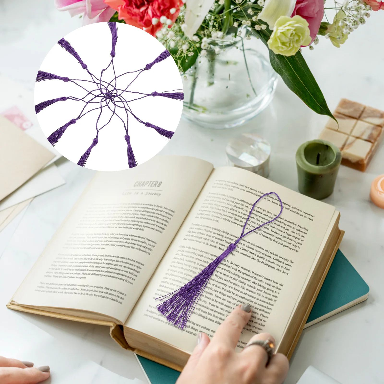 

Purple Tassels Handmade DIY Jewelry Making Supplies for Earrings Bracelets Bookmarks Keychains Party Favor Craft Kits