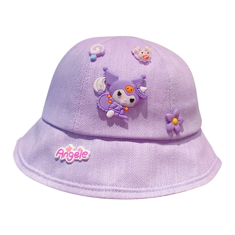 Topi anak-anak kartun My Melody Kuromi anak perempuan topi Bucket lucu pelindung matahari sejuk Pochacco topi matahari luar ruangan hadiah anak perempuan