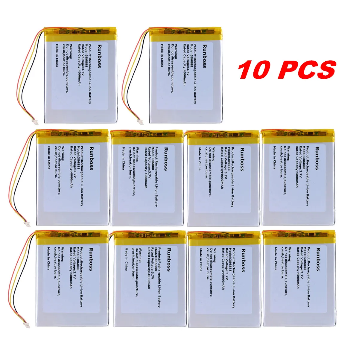 10PCS 386888 3.7V 4000MAH Battery for Onyx Darwin 3/4/5/6 Crema Soundup Vasco De Gama Book Buks James Cook 2 Boox E-Book 306480P
