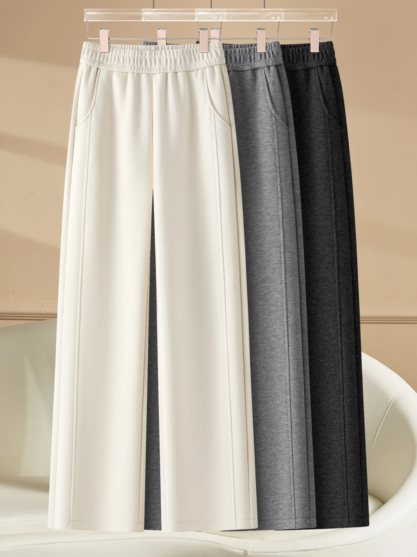 

Soft Woolen Wide Leg Straight Pants Women's Casual High Waist Loose Drapey Autumn Winter New Style Comfortable Fashion Pants