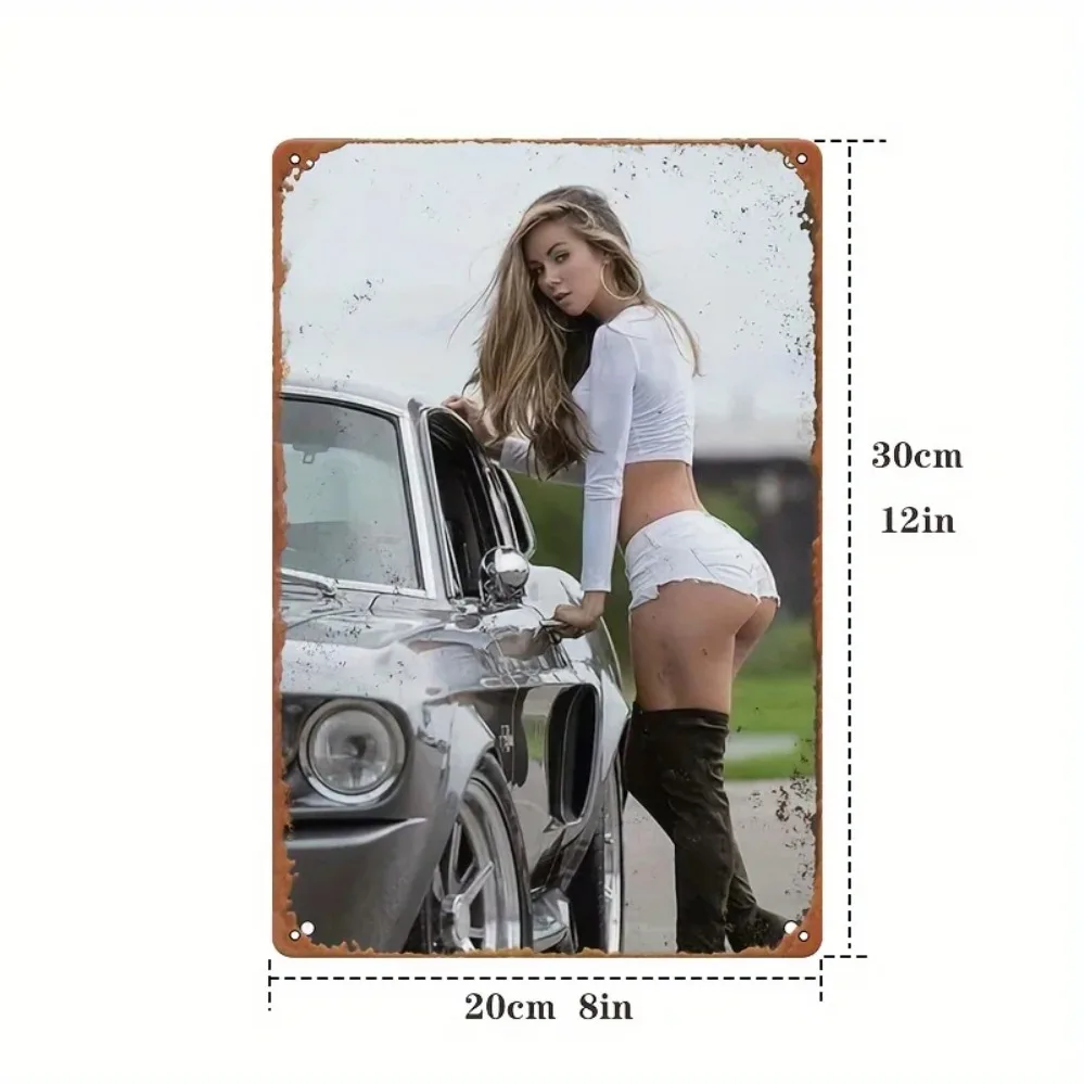 خمر تين تسجيل 8x12 بوصة الرجعية سيارة سيدة معدنية جدار الفن الألومنيوم ديكور