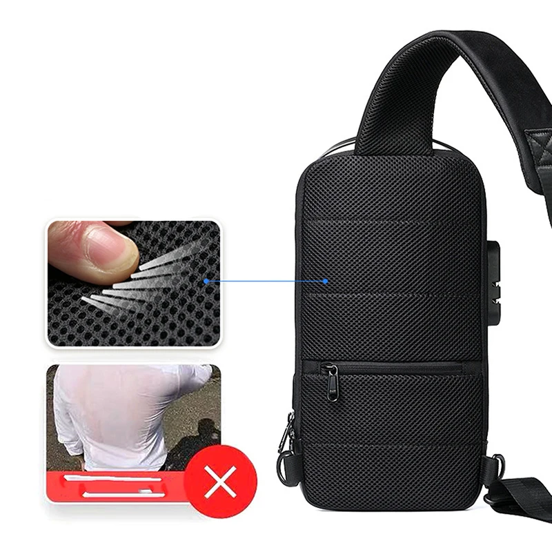 Men\'s Waterproof USB Oxford Crossbody Bag Anti-theft Shoulder Sling Bag Multifunction Short Travel Messenger Chest Pack For Male