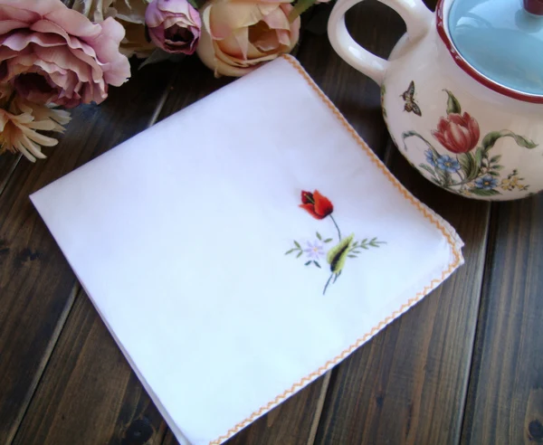 Cotton hand embroidered cloth napkin square cover 40CM British retro style handkerchief