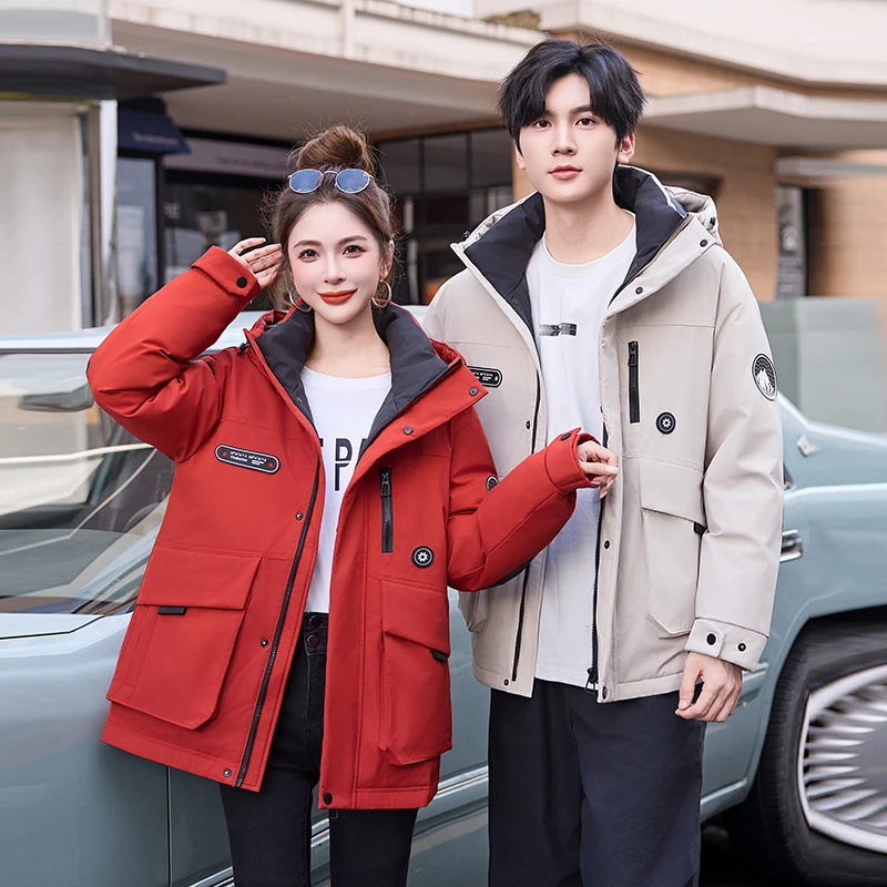 

Winter 2025 Women's Cotton Jaet Outdoor Sports Loose Workwear Coat Windproof Couples Outerwear Korean Sle Thiened Zipper