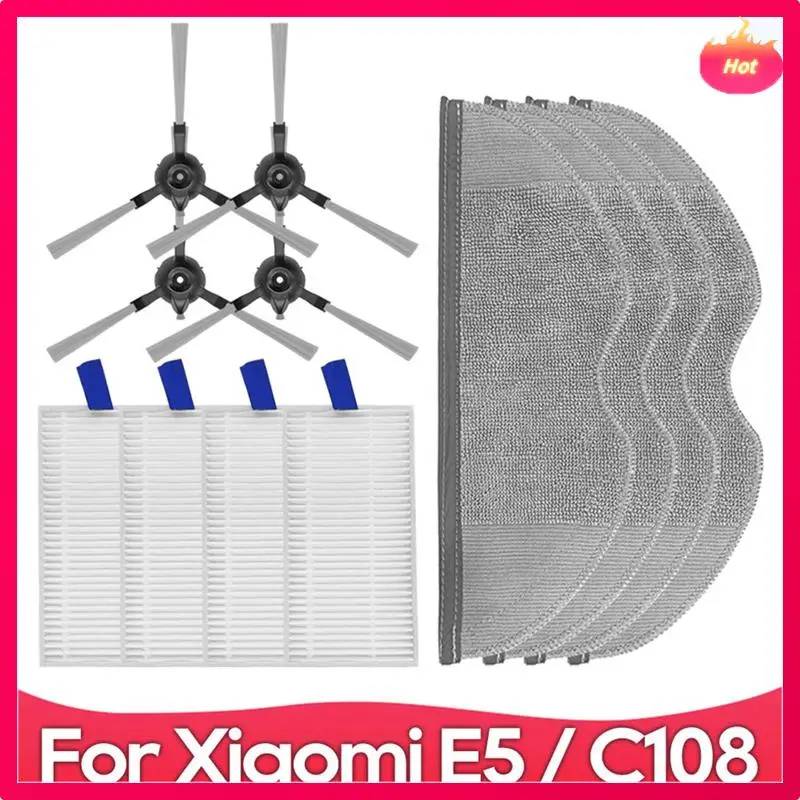 

Для робота-пылесоса Xiaomi E5/C108/CDZC108/BHR7969EU, боковая щетка, фильтр Hepa, швабра, тканевый робот-пылесос, запасные части