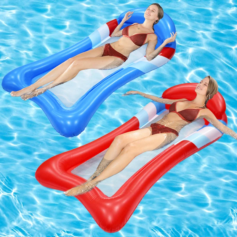 Inflatable Water Float In Summer. Floating Bed That Can Lie On Top Of The Swimming Pool. Water Toys For Women And Adults.