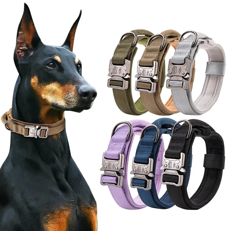 Dog Collar Durable Tactical Leash Set Adjustable Military Pet Collar Leash Medium Large Dog German Shepherd Training Accessories