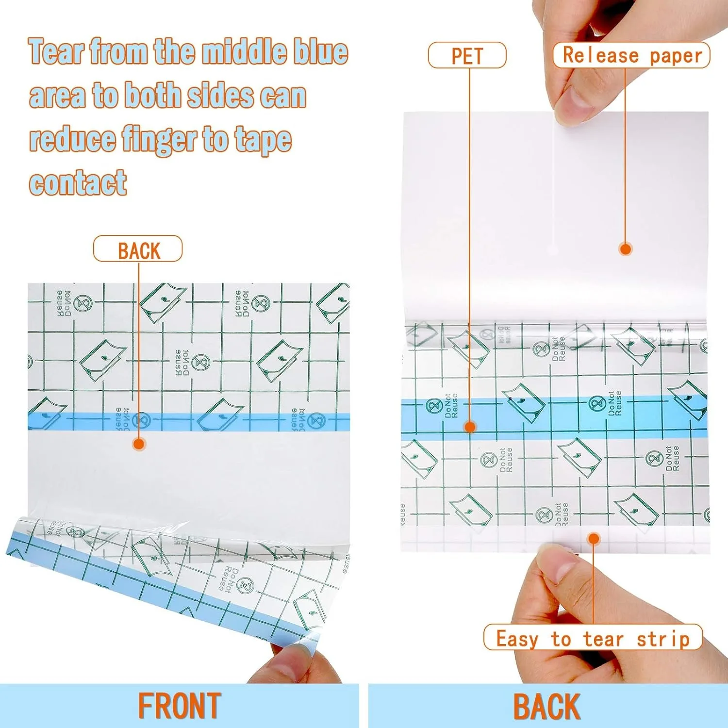 شفافة خلع الملابس ضمادة لاصقة PE مقاوم للماء واضح الضمادات تمتد الجلد الشريط للاستحمام الوشم السباحة إعطاء مقص