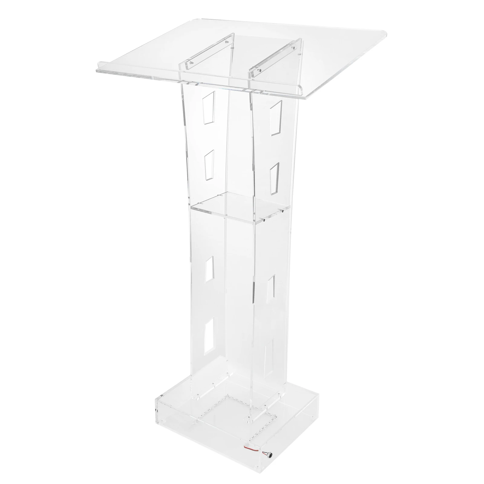 Beleuchtetes Klares Acryl-Rednerpult | 110 cm Freistehendes Transparentes Kirchen-, Büro- und Schul-Rednerpult mit Ablage und Beleuchtung – Detail 4