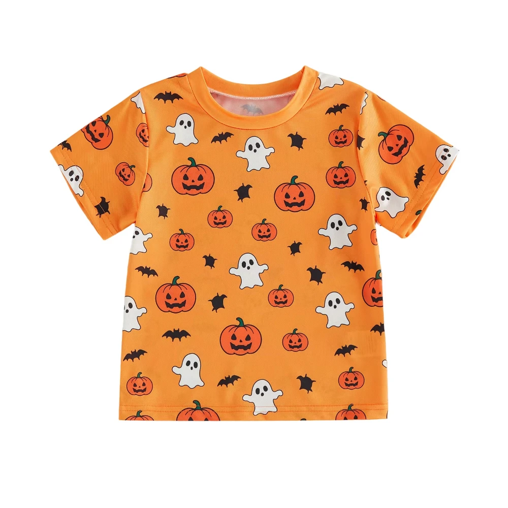 1-6 Jahre Kinder Jungen Mädchen Halloween T-Shirts Modische Kurzarm-Rundhals-Tops mit Cartoon-Print Kleinkind T-Shirts – Detail 6