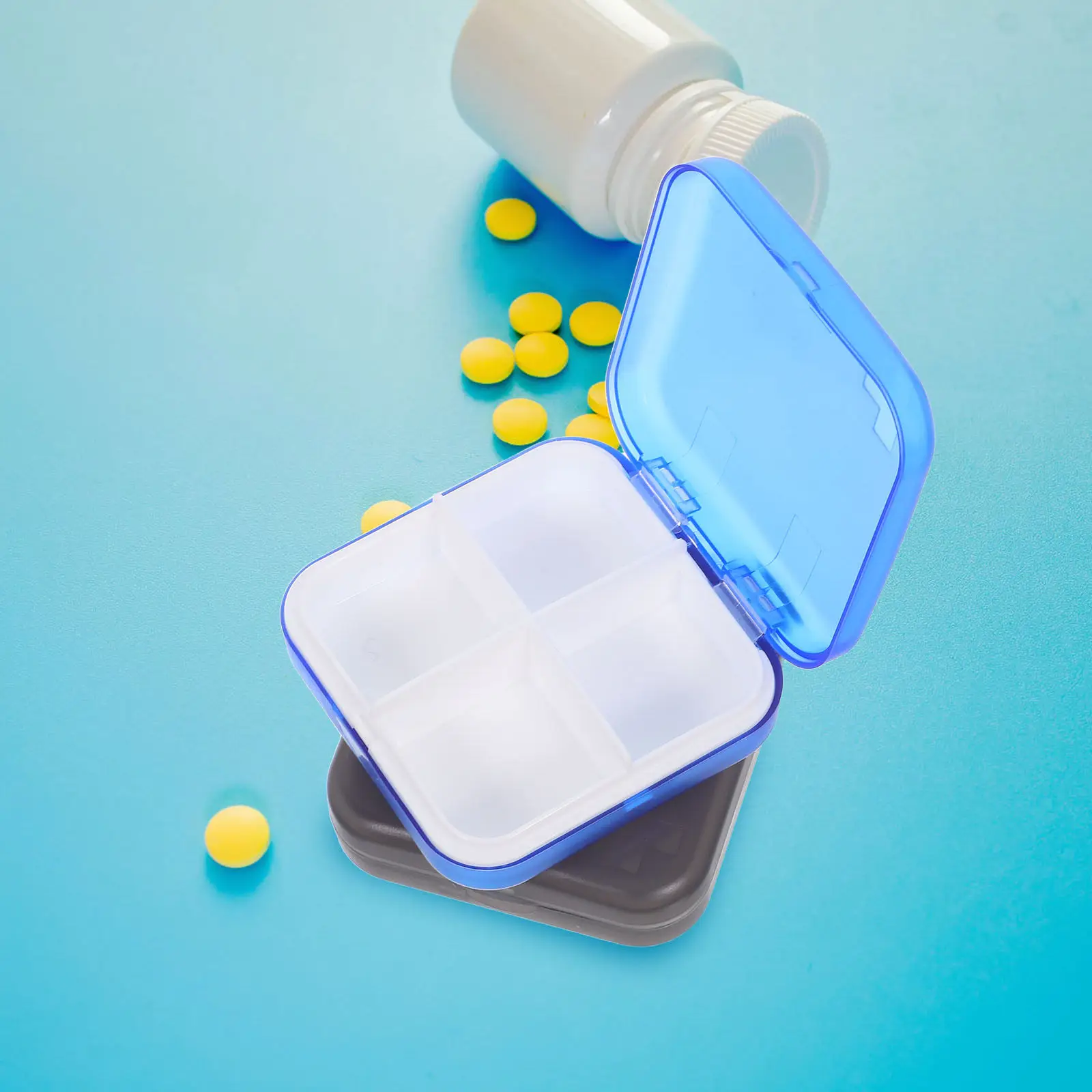 2Pcs Portable Pills Box Multi-Grid Medicine Organizer Daily Use Compact Detachable Medicine Storage Case Travel Pill Container