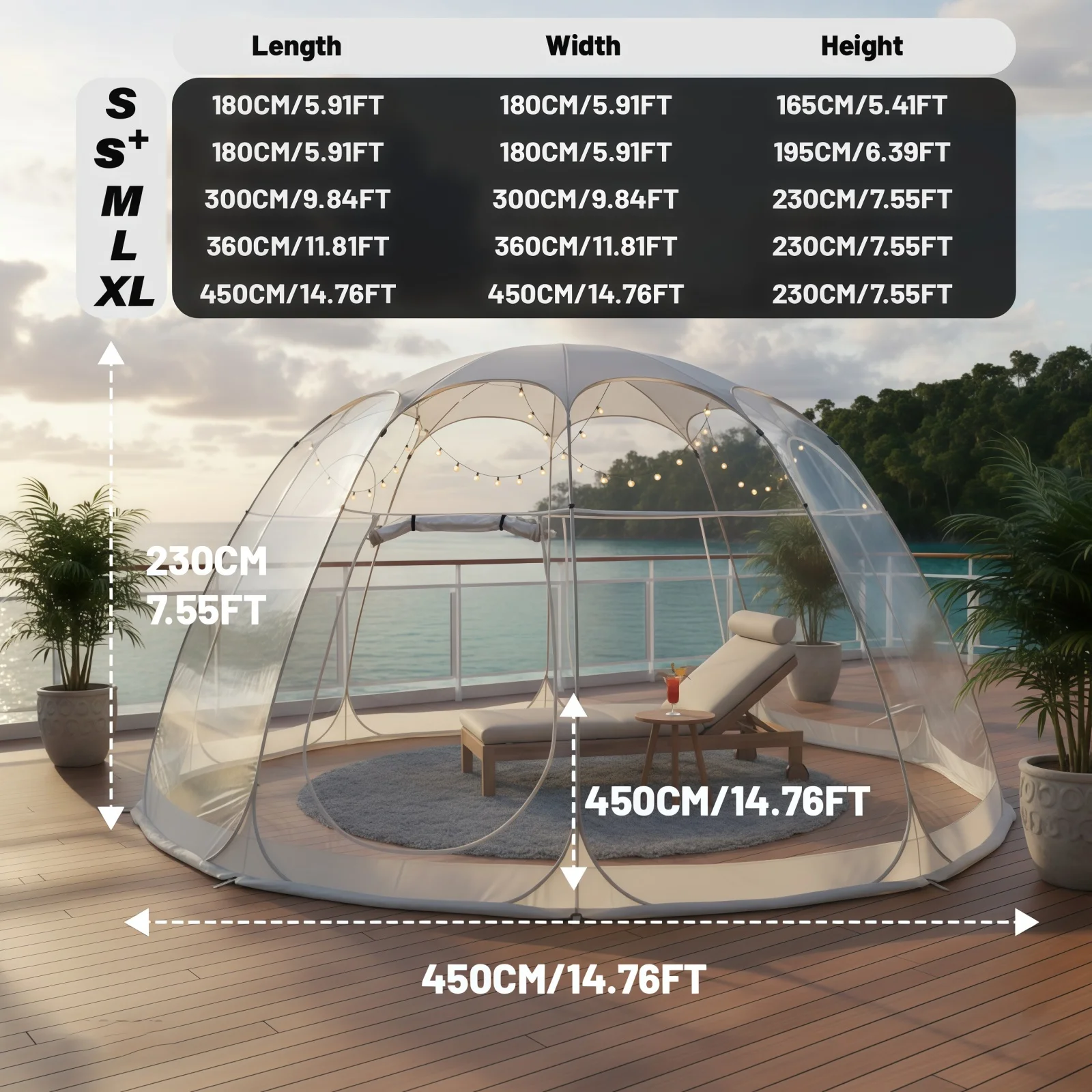 Lightweight Clear Bubble Tent, Quick Assemble Dome Shelter for Camp Couples, Portable Transparent Tent for Patio Events