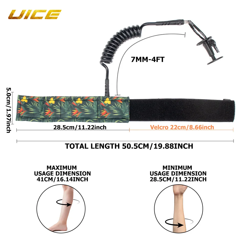 7mm 4/5ft Verstellbare Spiralförmige Bicep-Leash SUP&Bodyboard-Leash Feder-Bicep-Handgelenkband Paddle Surf Zubehör Wassersport – Detail 4