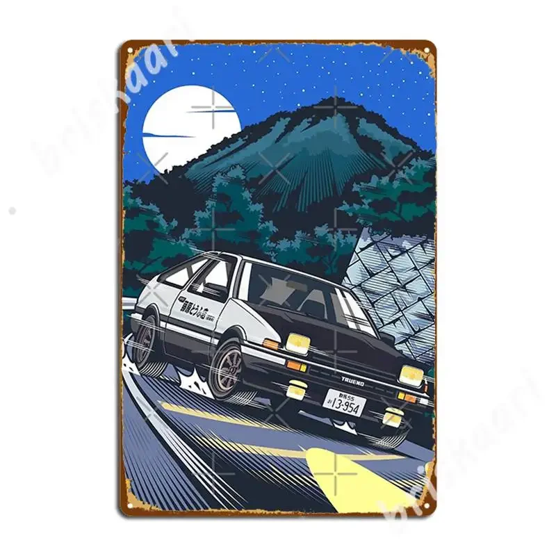 Initial D Takumi Fujiwara Hachiroku Downhill Attack Metal Signs Wall pub Cave pub Vintage Plates Tin sign Posters