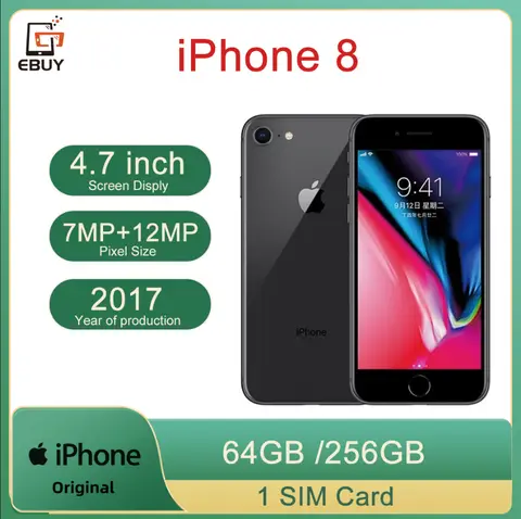 Originale Apple iPhone 8 64 GB/128 GB/256 GB 4.7 'Retina IPS LCD NFC Impronte digitali Sbloccato in fabbrica iPhone8 4G LTE Smart Phone