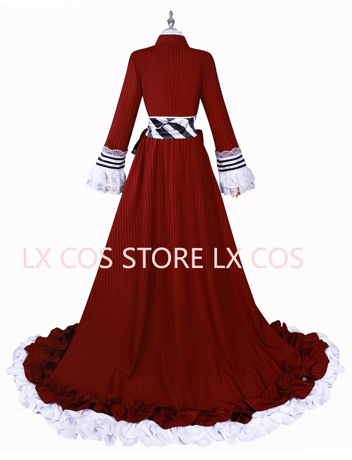 Ciel Black Tea Cup Cosplay Costume Butler Victorian-style Gown Red Gothic Lolita Long Dress Set Wig Halloween Party Costume