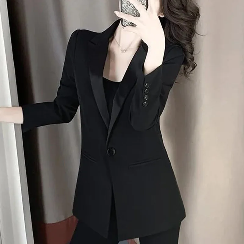 Fashion Solid Color Pockets All-match Casual Blazer Women Clothing 2023 Autumn New Korean Tops Loose Office Lady Blazers