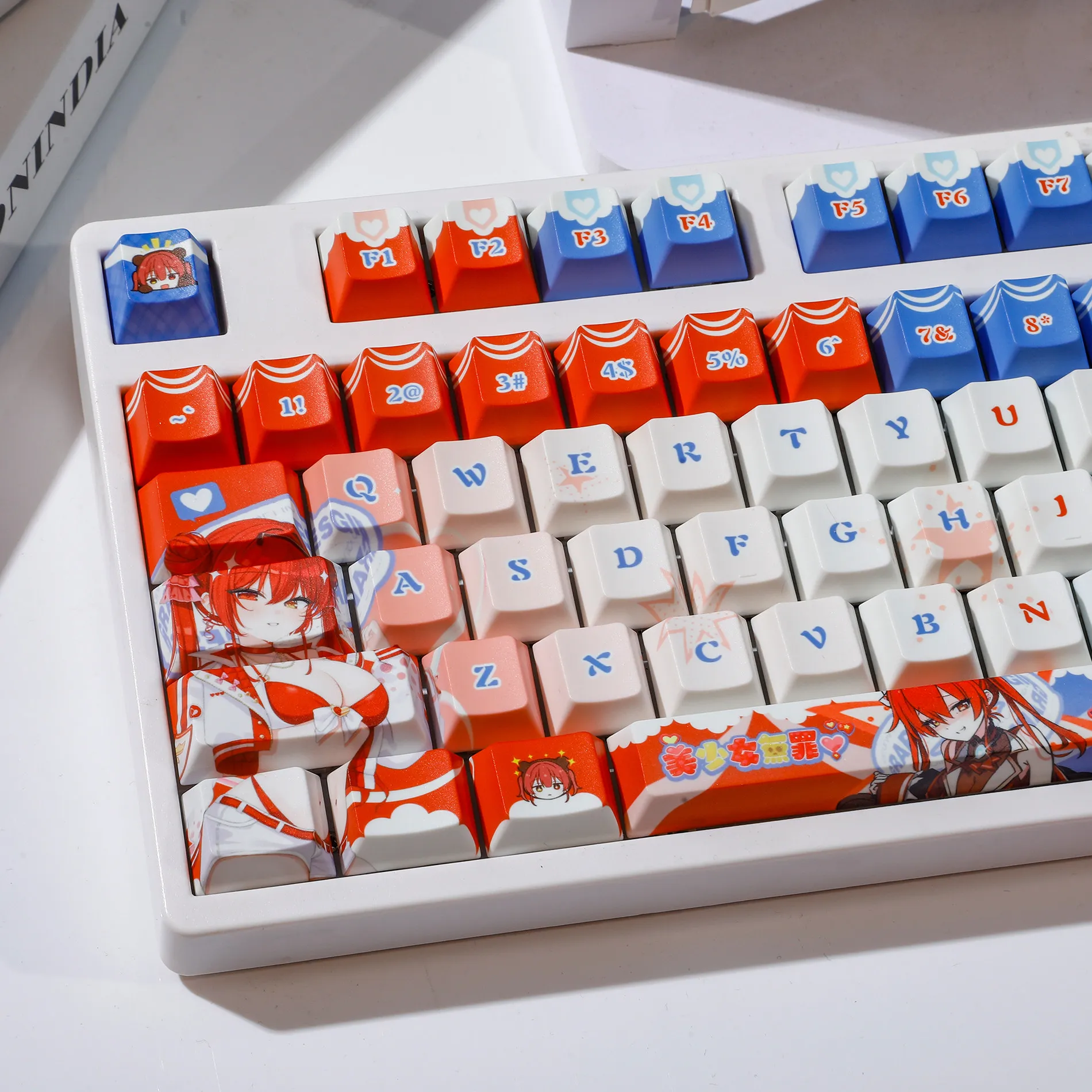 Houshou Marine マリン Keycaps 120 Keys Hololive Fantasy Keycap PBT DYE-Sub Cherry for Mechanical Keyboards Made68 Mad68 Wooting60