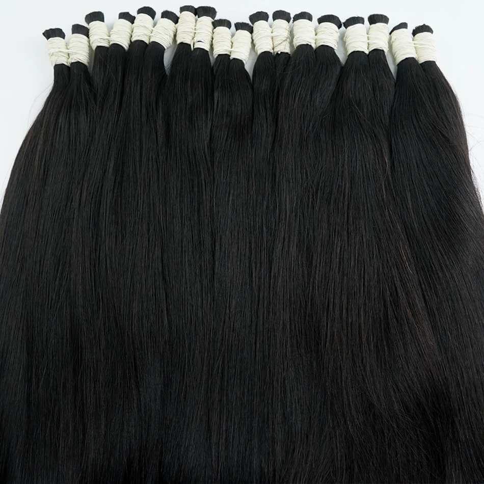ที่ยังไม่ได้ 100% ผมจริงBulksเวียดนามไม่มีWeftธรรมชาติWavy Human Hair Extensions Originalทอผ้าสําหรับBraiding