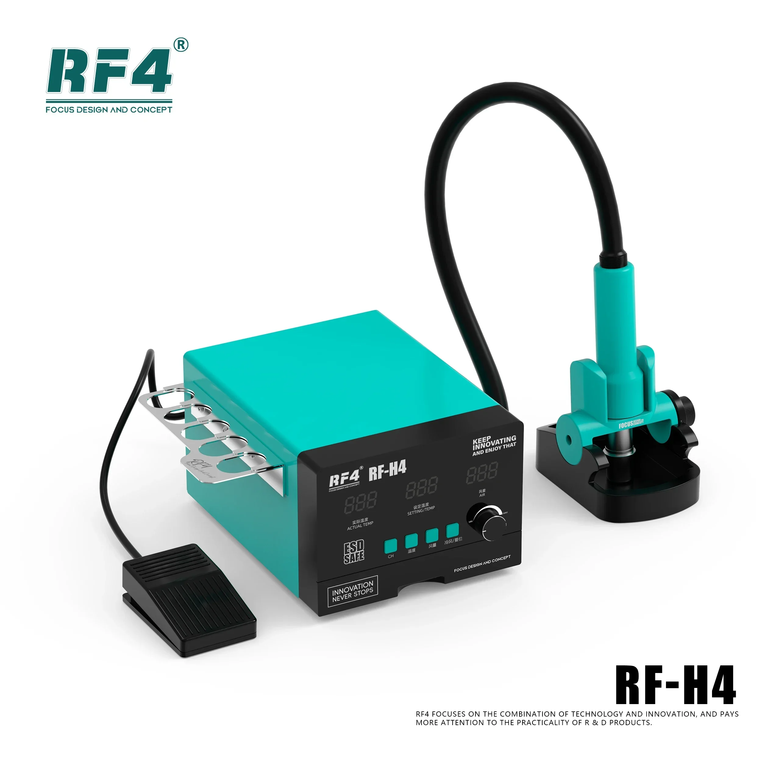 Pistola de aire caliente RF4, estación de desoldar de retrabajo Digital BGA, secador de calor de eliminación rápida para teléfono PCB SMD,