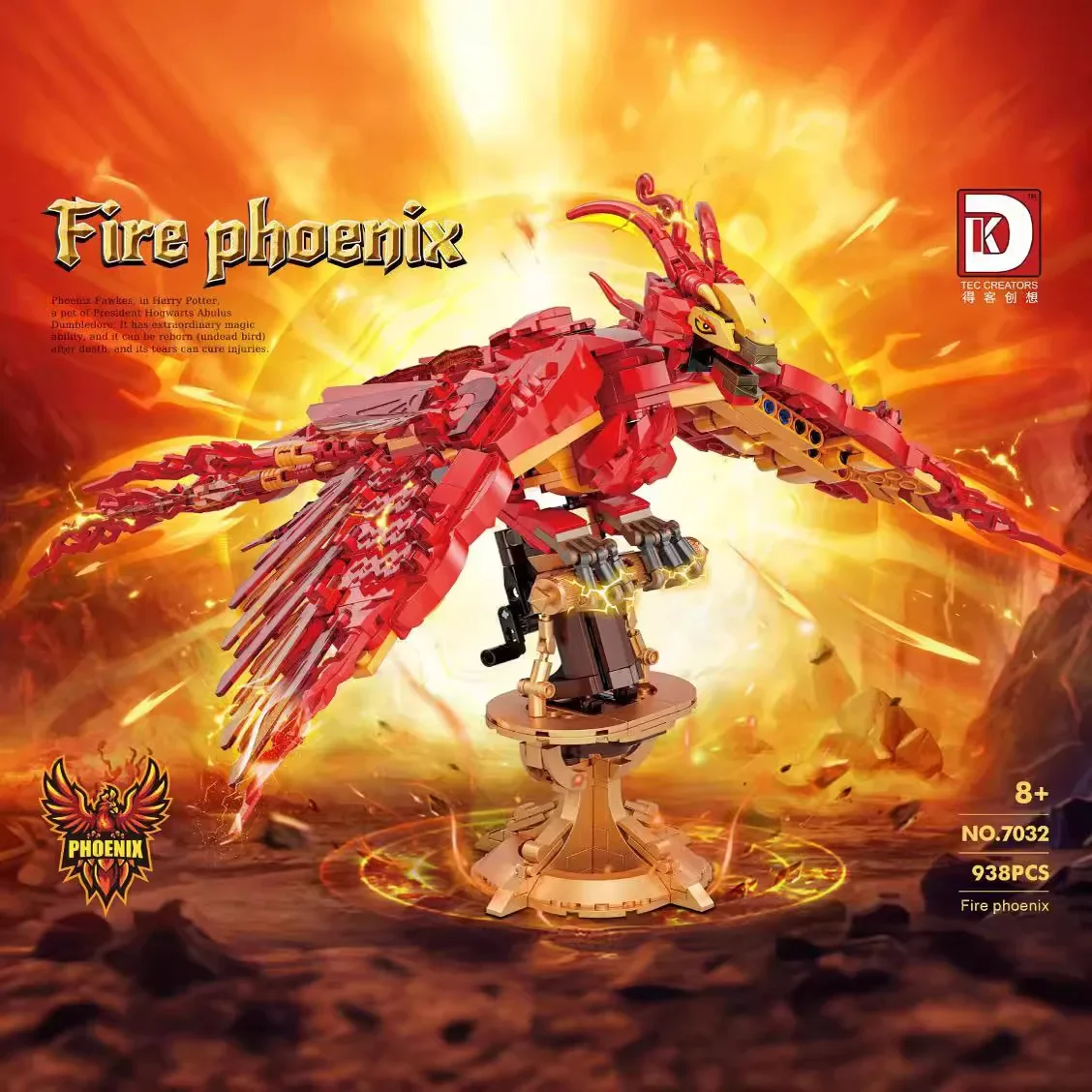 

Creative Fire Phoenix Building Blocks Assembly Fly Divine Beast Mythical Animal 3D Model Mini Brick Toy For Christmas Gift