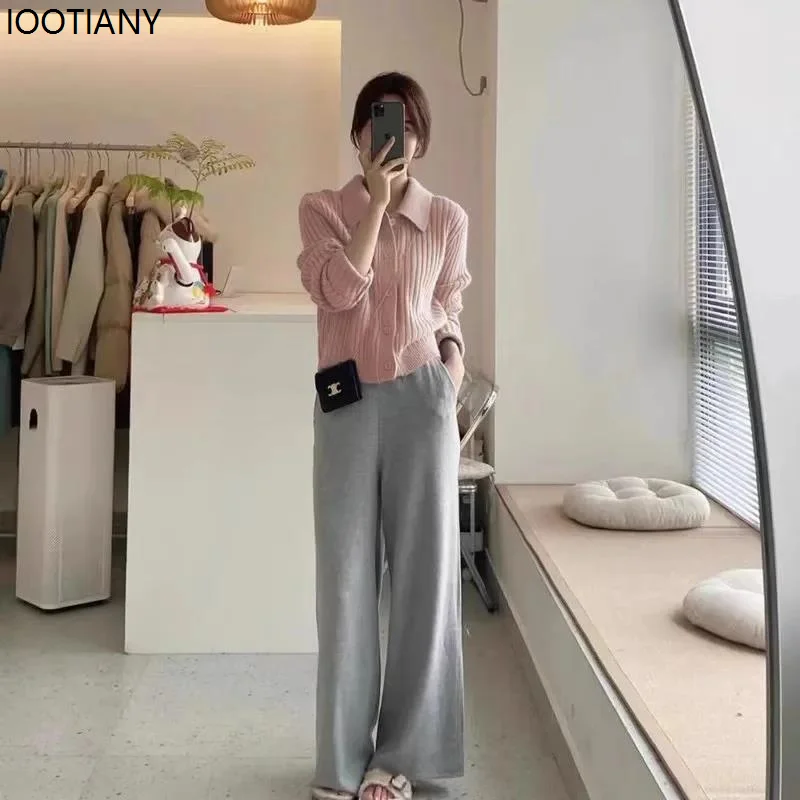 

2026 Новый женский модный и элегантный вязаный кардиган из 100% чистого кашемира с лацканами, рубашка, теплый топ, свободный свитер, шерстяное пальто