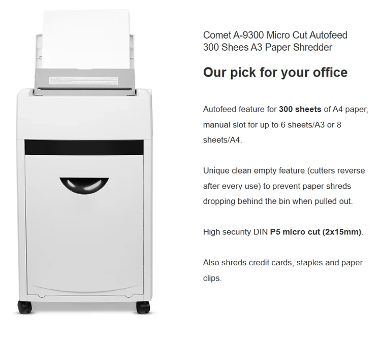 High Security P-5 Micro Cut  & Paper Shredder Heavy  Large Capacity 35L Electric Auto-Feed A3