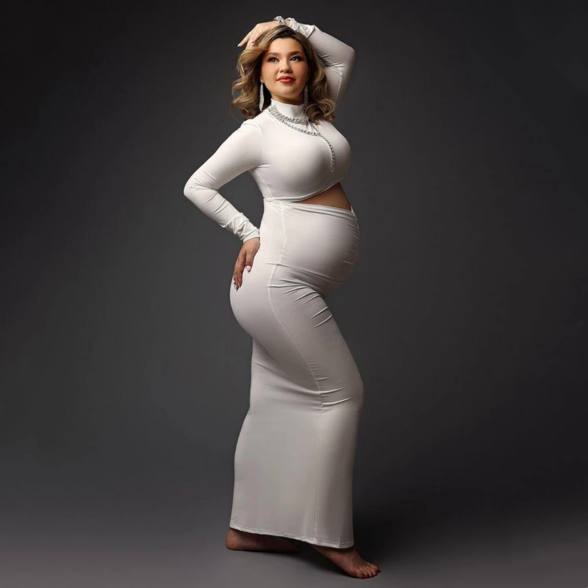 Two Pieces Maternity Outfit For Photo Shoot 2 in 1 Pregnancy Photography Props Dress Sets