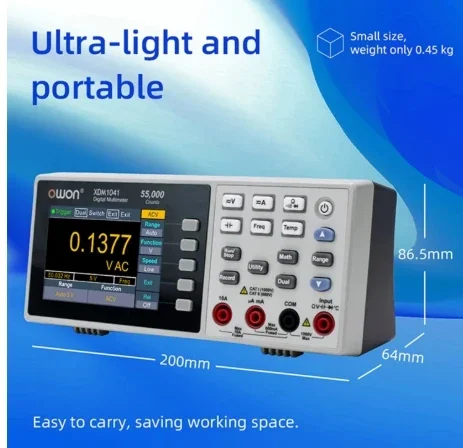 OWON XDM1041 XDM1241 Tisch-Digitalmultimeter 55.000 Zählungen True RMS 3,5 Zoll LCD-Strom Voltmeter Temperatur