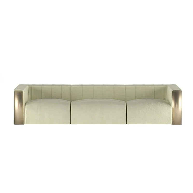 

Small apartment Nordic three-person latex modern living room combination technology cloth milk tea color sofa