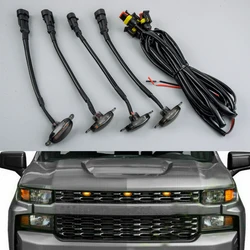 1 Set Car Front Grille Smoked Lens Yellow LED Light Lamp Fit for Chevrolet Colorado 2021 Plastic