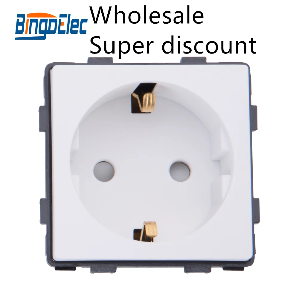 Bingoelec EU Standard Safety 45*45mm Glass Panel Wall Power Socket Outlet DIY Parts Module 250V 16A