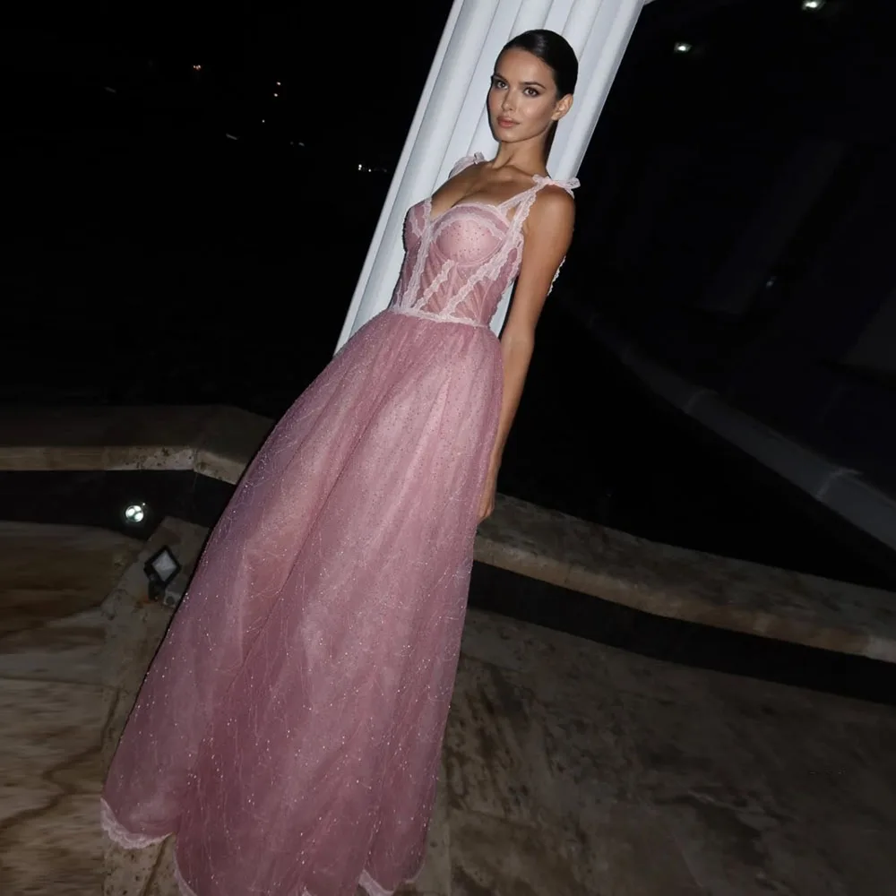 

Elegant Pink Tulle Evening Dress with Lace Detailing - Perfect for Formal Occasions Weddings and Glamorous Parties Ever Pretty