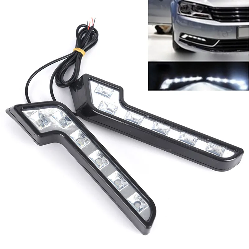 2PCS L Shaped Universal 6LED Car Driving Lamp Fog 12V DRL Daytime Running Light Kit Car Styling Super White