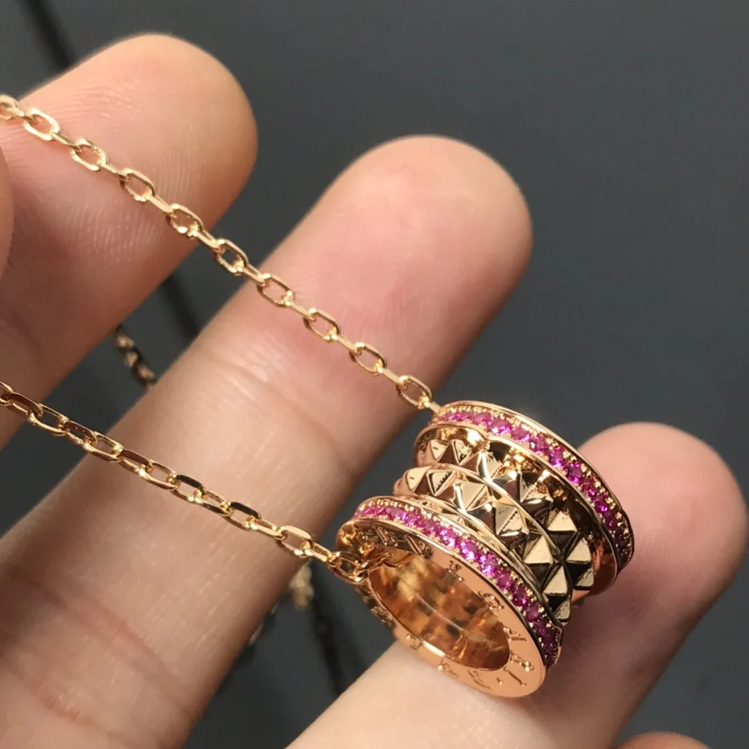 

2025 New 925S Pink Diamond Water Chestnut Full Diamond Necklace Fashionable and Versatile