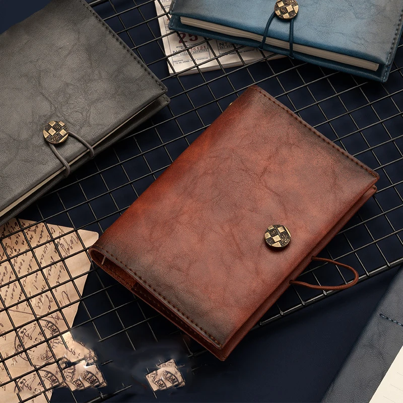

A7 Gradient Leather Loose-leaf Notebook Portable Pocket Diary Creative Strapped Mini Memo Pad