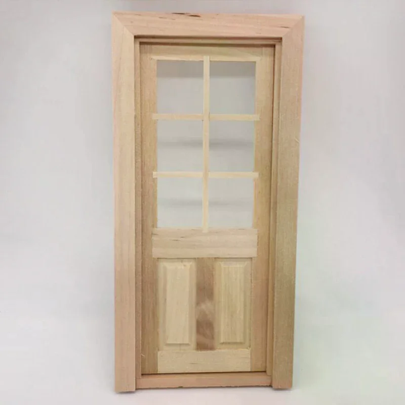 1/12 casa delle bambole in miniatura porta in legno non verniciata accessori fai da te giocattoli modello