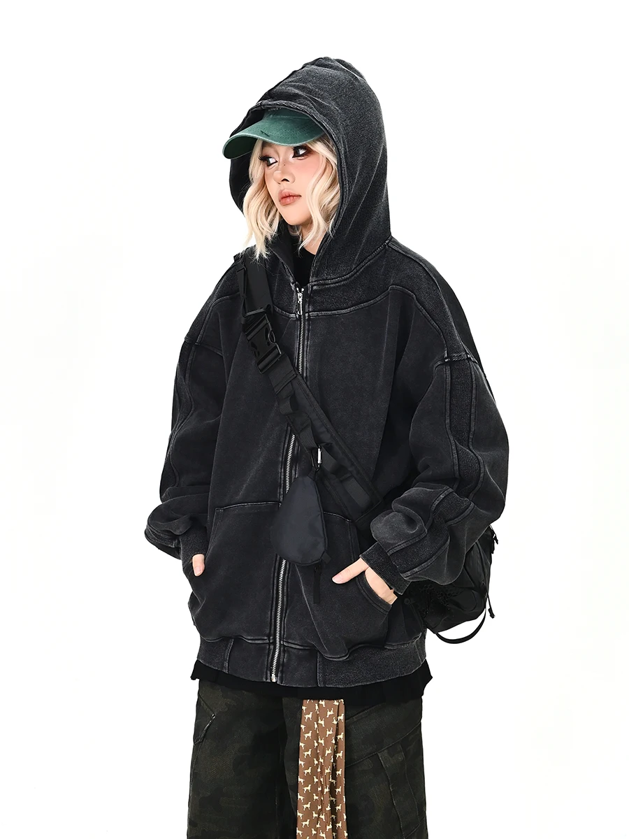 

Женский свободный кардиган с капюшоном в американском университетском стиле, весна 2026, парная верхняя одежда, повседневная уличная одежда