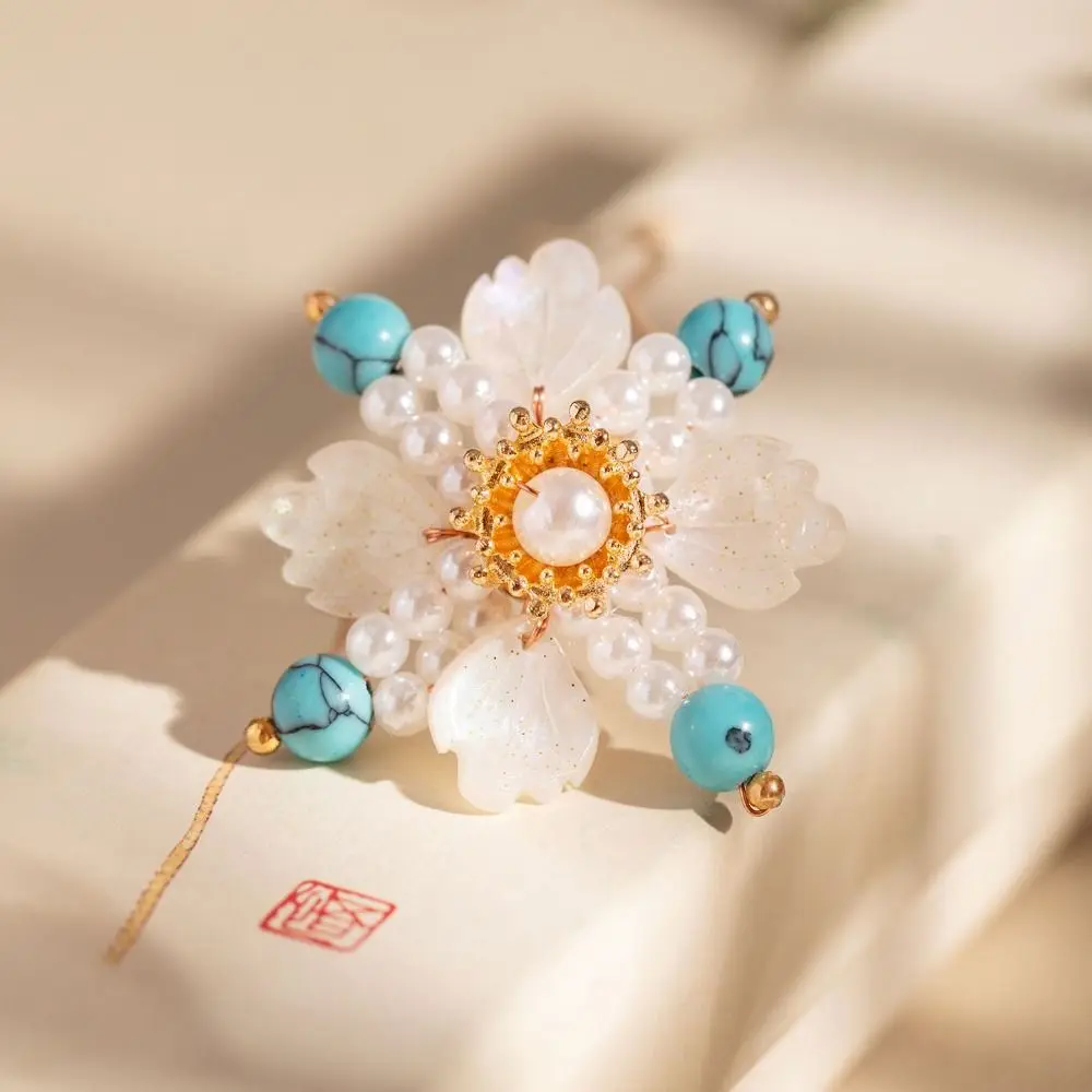 Fleur antique bâton de cheveux gland perle fleur peigne à cheveux bâtons de cheveux pour chignons baguettes de cheveux Style chinois bâton de cheveux