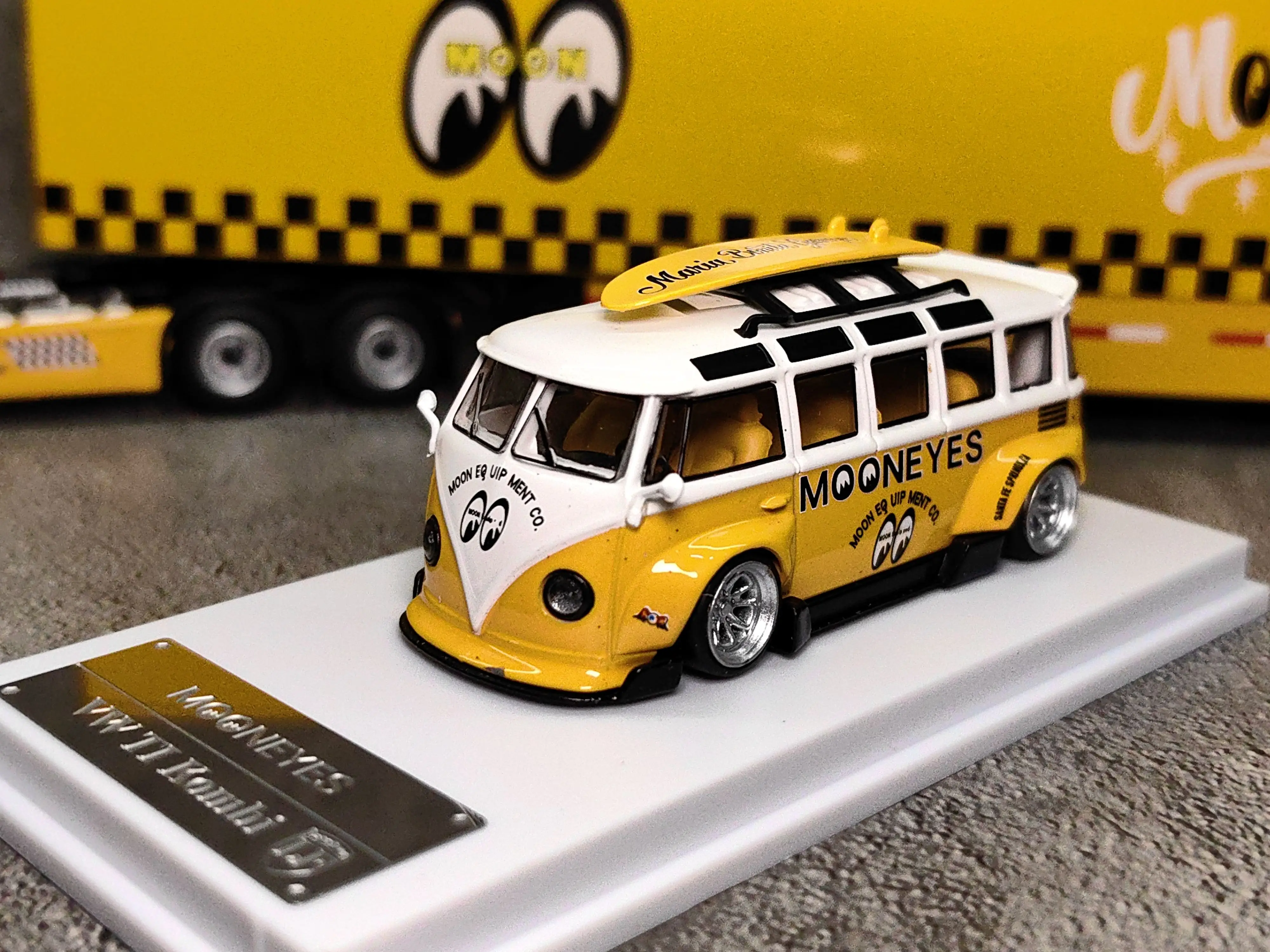 Modèle de voiture en alliage moulé sous pression, échelle 1:64, VW Rack, Moon-Eye, Wide-Body, Modified Travel Van, Drag Scalp Truck, Collection Toy Gift
