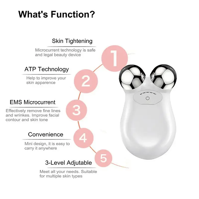 EMS Face Lift Microcurrent Facial Massager Roller Anti Wrinkles Skin Tightening Machine Face Firming Slimming Skin Care Tools