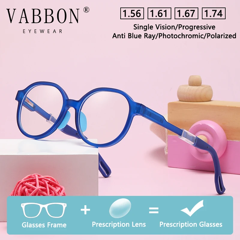 Vabbon Anti-Blue Light Kidsren's Prescription Glasses High Quality Youth Radiation-Proof Optical Glasses Tr Silicone Goggles Photochromic Glasses Tr206