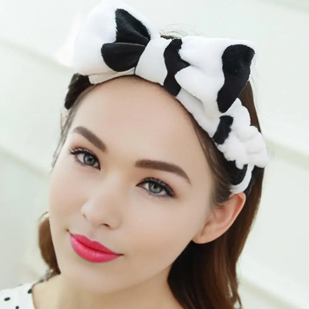 Elastic Headband Headband Soft Fluffy Cow Headband for Women Adjustable Spa Makeup Hair Band Cute Skincare for Girls for Washing