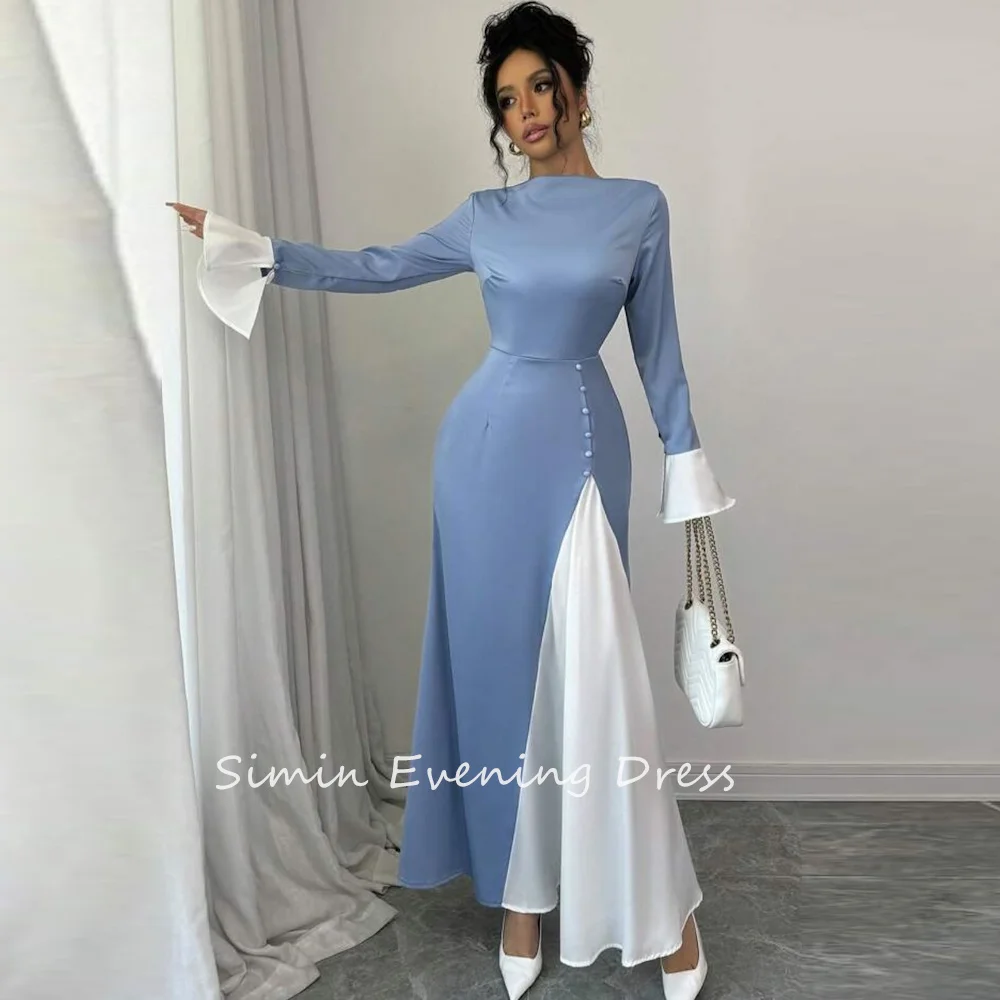 

Simin فستانسهرة Luxury Party Dress O-Neck Strapless Ruched Straight Fashion Satin Formal Saudi evening gala dress for women 2024