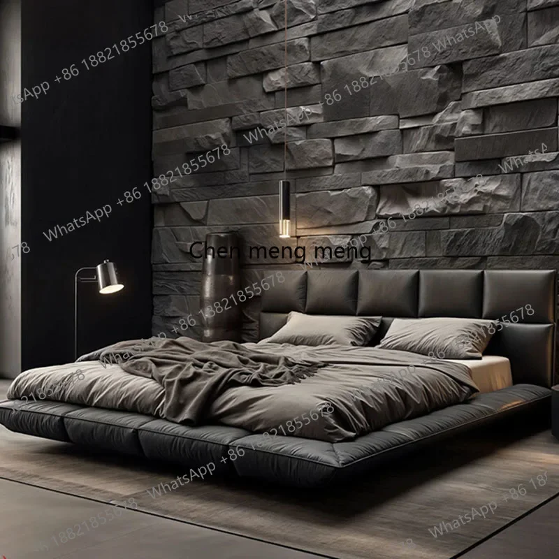 New arrive Frame Floating Bed Leather Sleeping Design Girls Bedroom King Size Bed Sun Simple Letto Matrimoniale Lounge Suite Fur